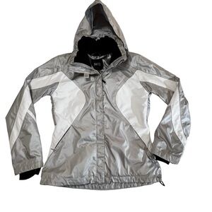 Nils Hooded Ski Snowboard Jacket Coat White Silver Women’s size 6 gorpcore